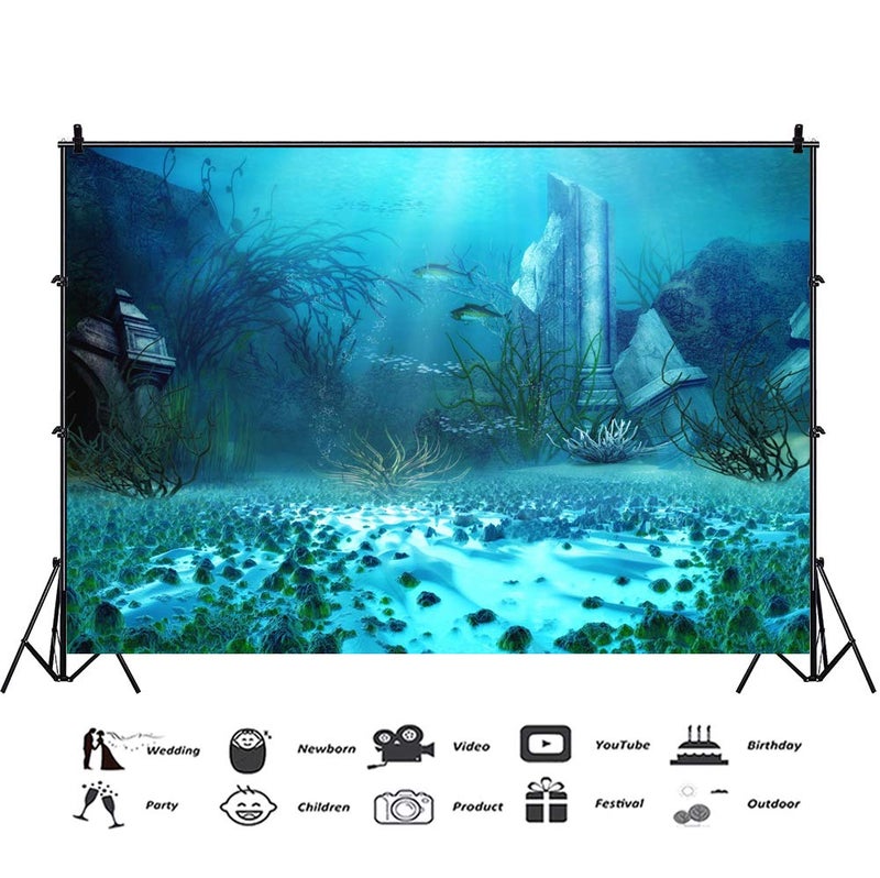 Yeele 10x8ft Underwater World Background Colorful Seabed Marine Aquarium Coral Reef Photo Backdrop Kids Girl Boy Birthday Party Decorations Under The Sea Photography Studio Props - Image 2